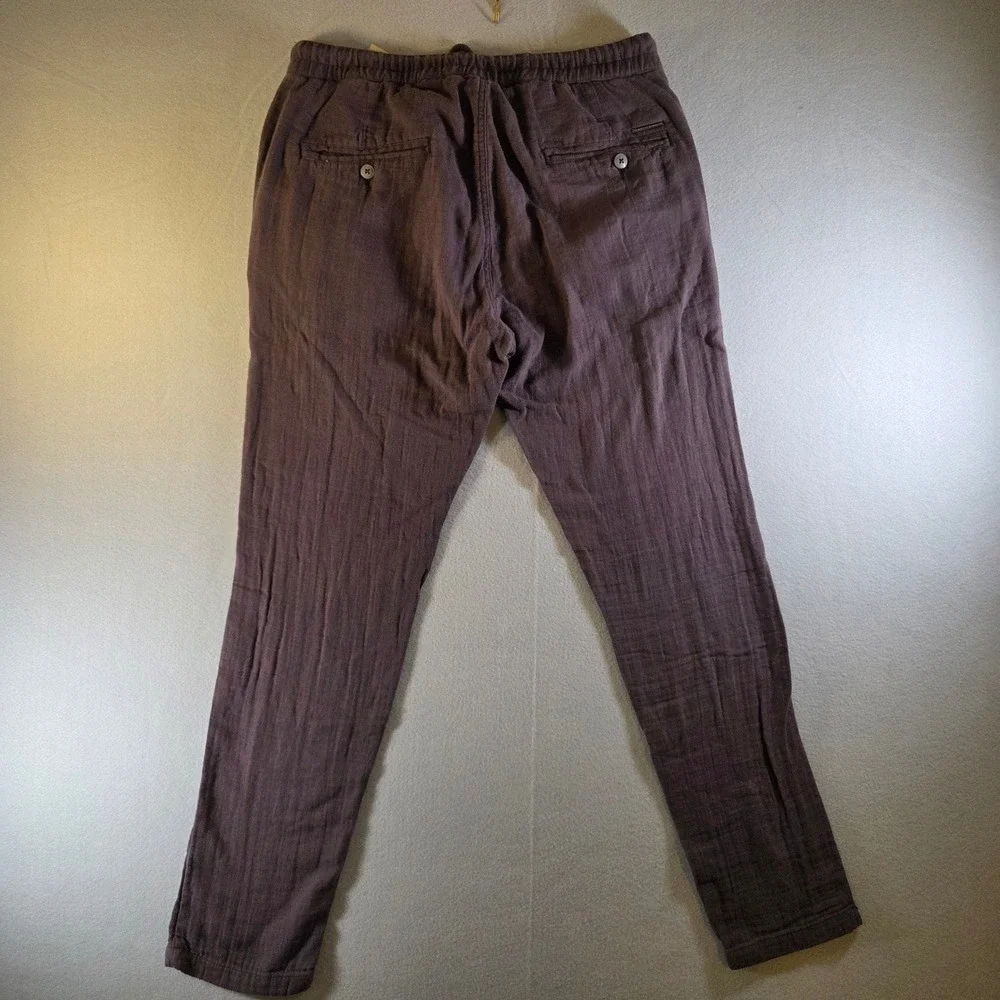 Rare Rabbit Pasto Purple Textured Cotton Drawstring Pants Mens 32 Tapered Leg